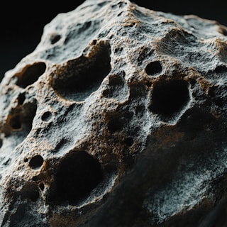 Close-up of a weathered, porous rock.