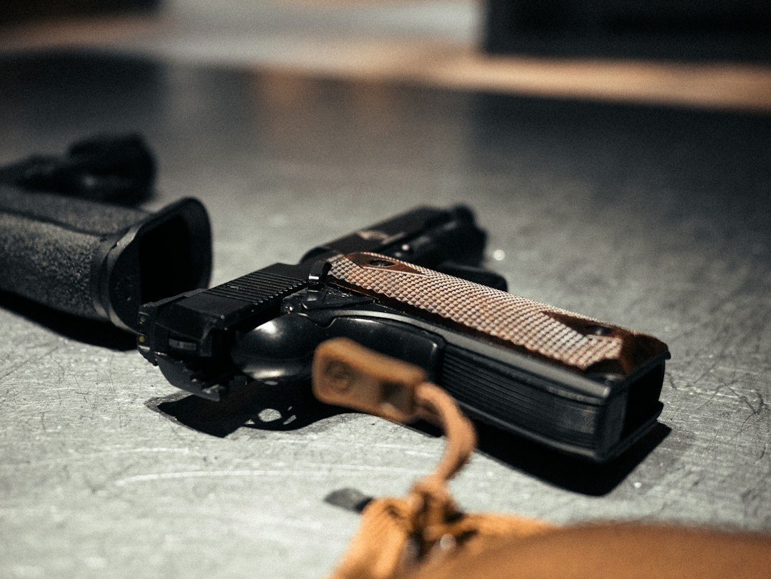 handgun closeup on table