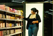 Woman shopping for items at a store.