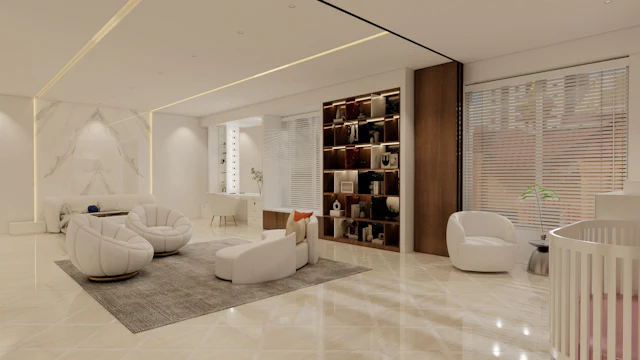 Niche Shelf Lounge — commercial reception interior design