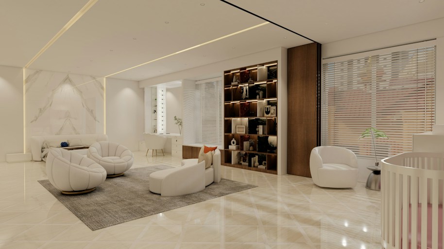 Nowoczesny salon z minimalistycznym designem i meblami premium