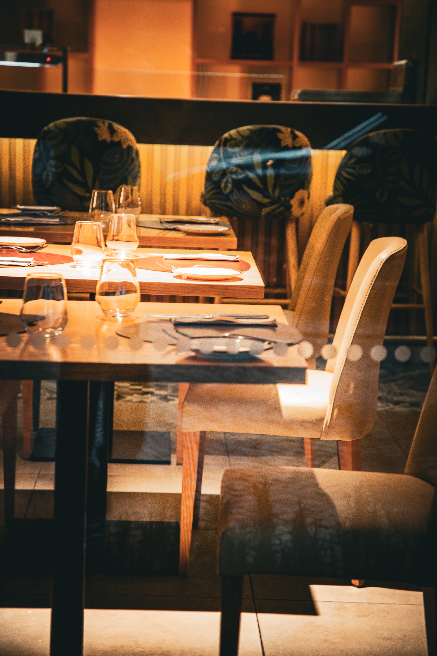 Warm restaurant tables ready for guests