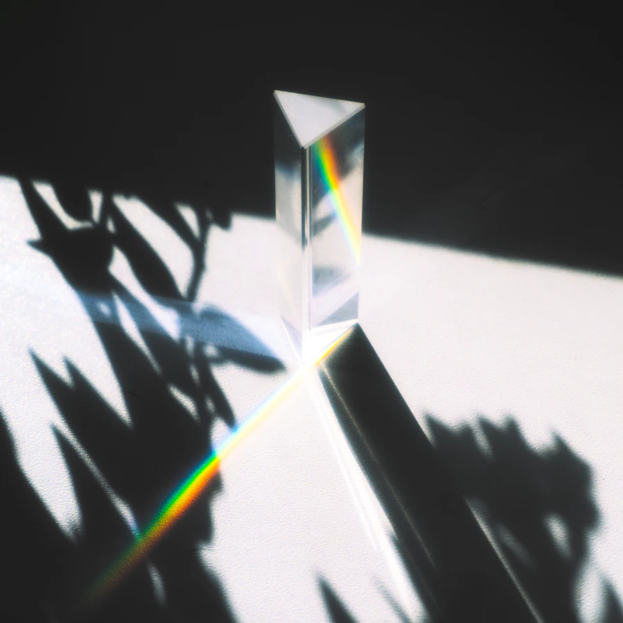 A prism refracting light into a spectrum