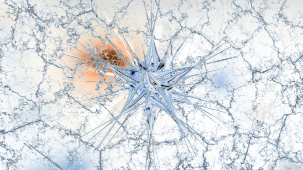 A frozen starburst with cracked ice texture.