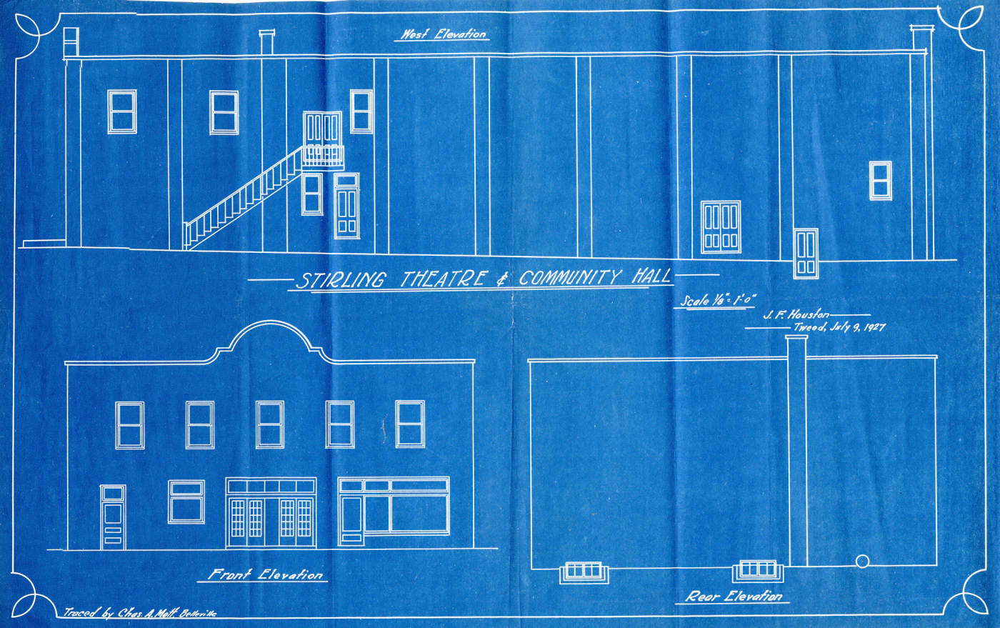 Architectural drawing plans on a table