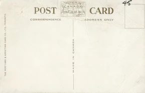 Vintage postcard with "post card" and "canada" stamp.