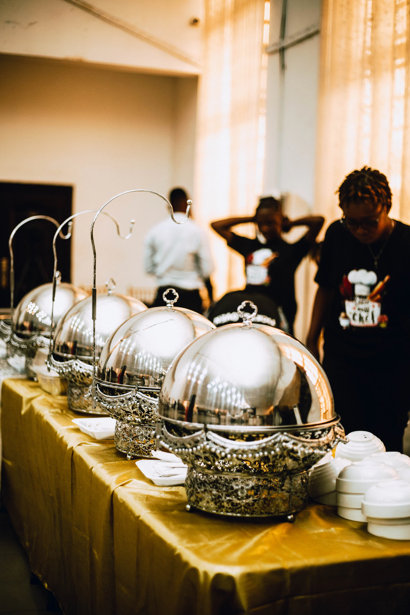 A buffet station set up for a catered event, the kind of presentation that helps win a booking
