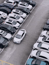 A parking lot filled with cars.