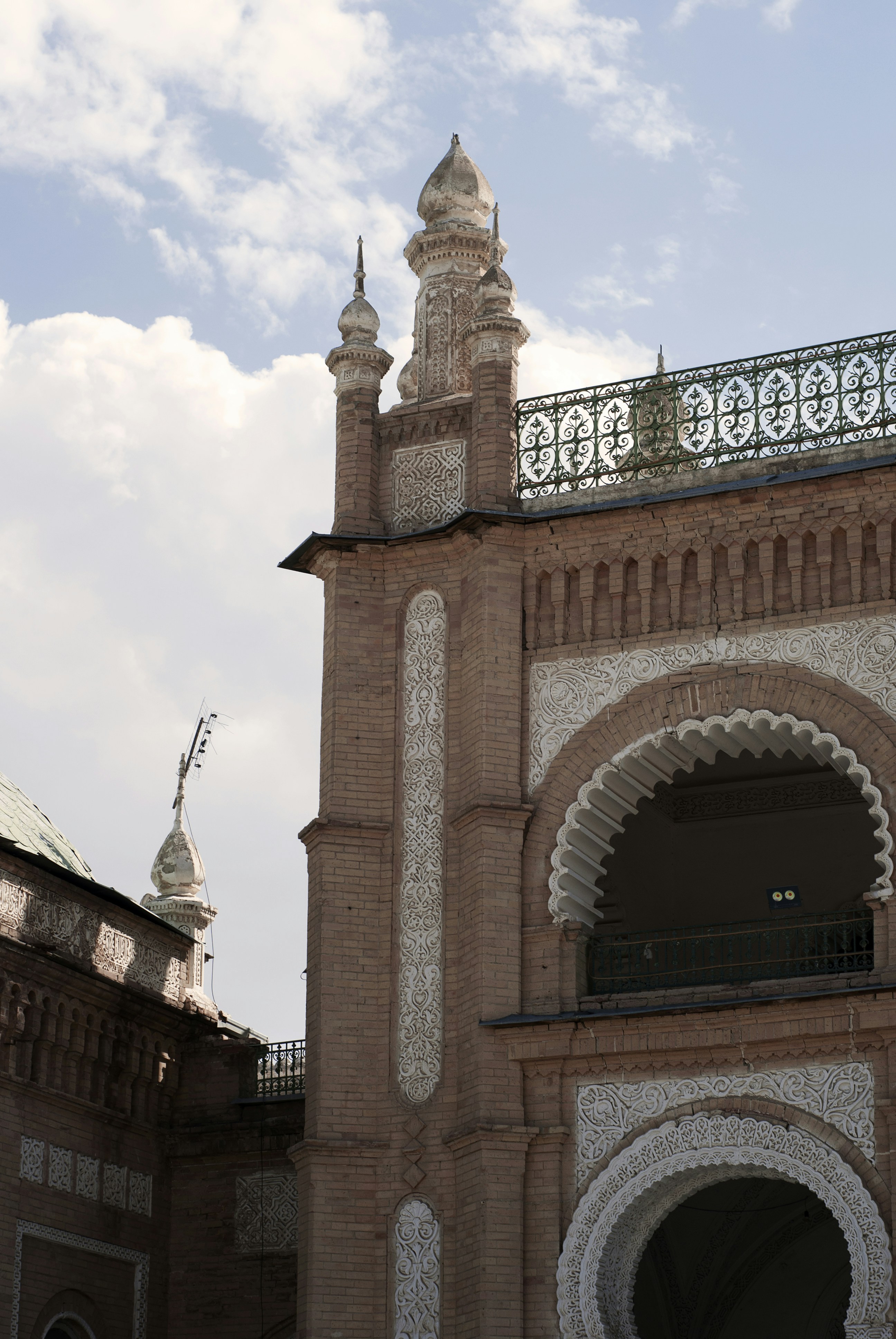Ornate architecture of a building against the sky.