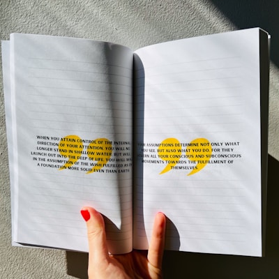 Book with text about self-awareness and attention.