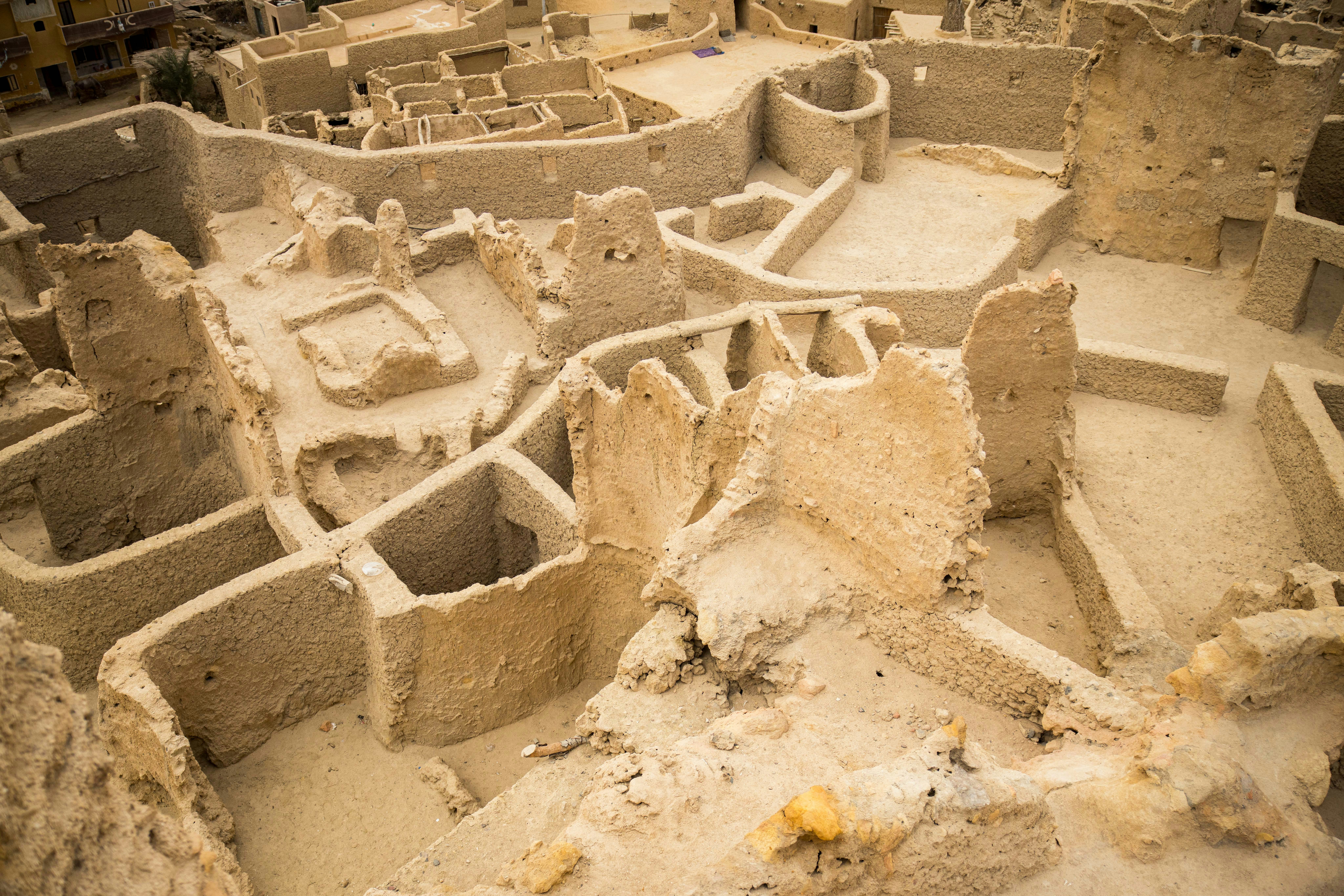 An aerial view of ancient ruins.