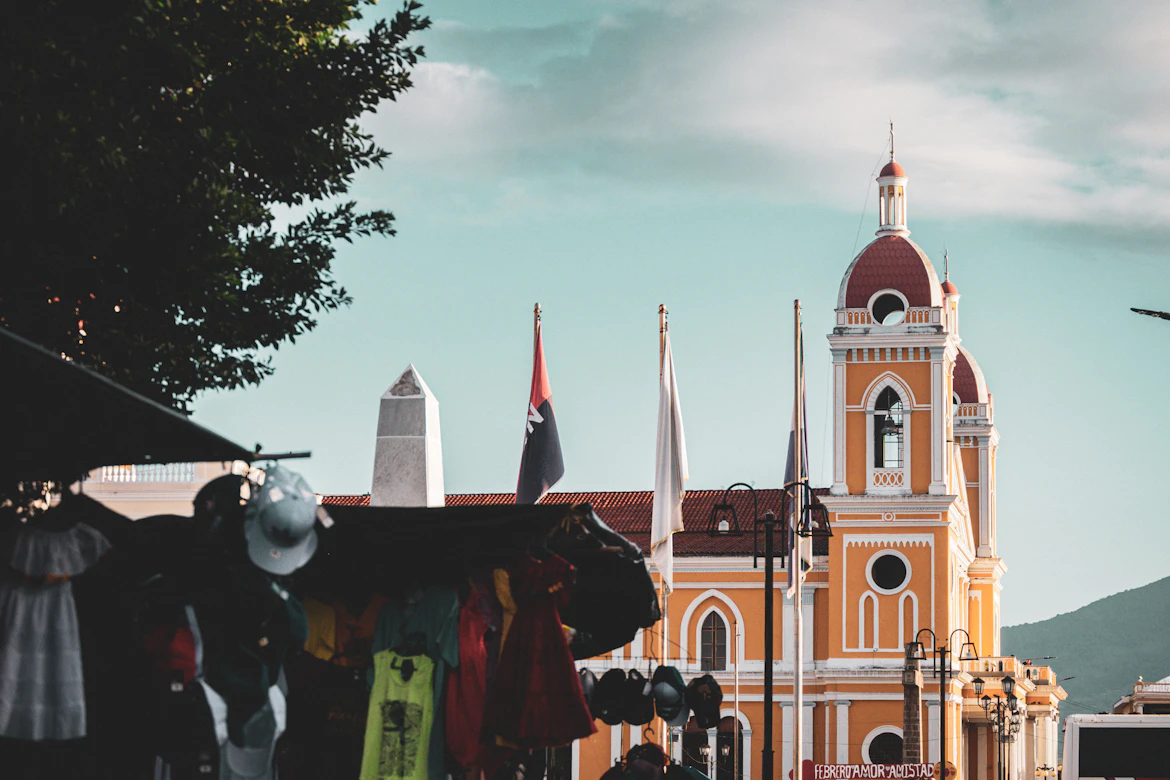 The iconic yellow Cathedral of Granada, Nicaragua