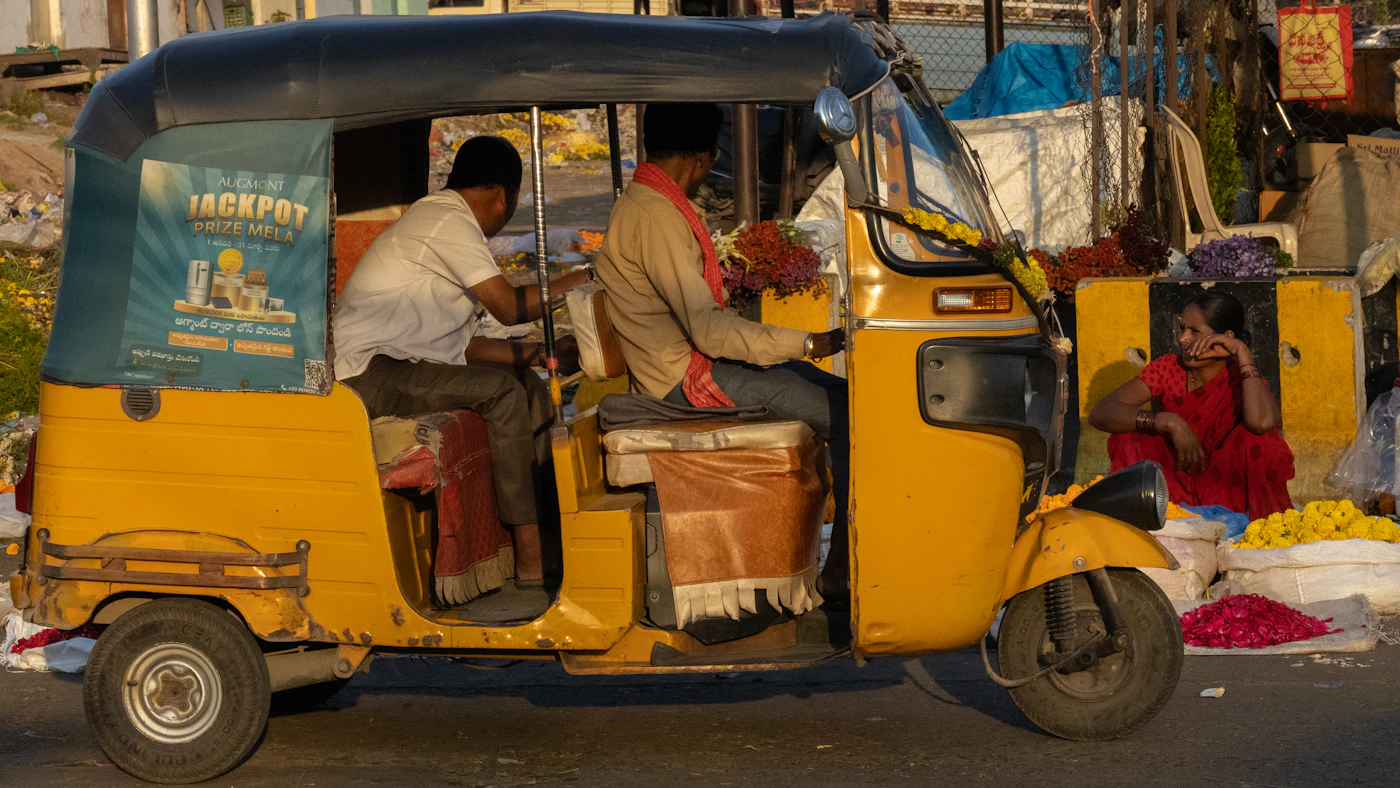 An auto-rickshaw on an Indian street