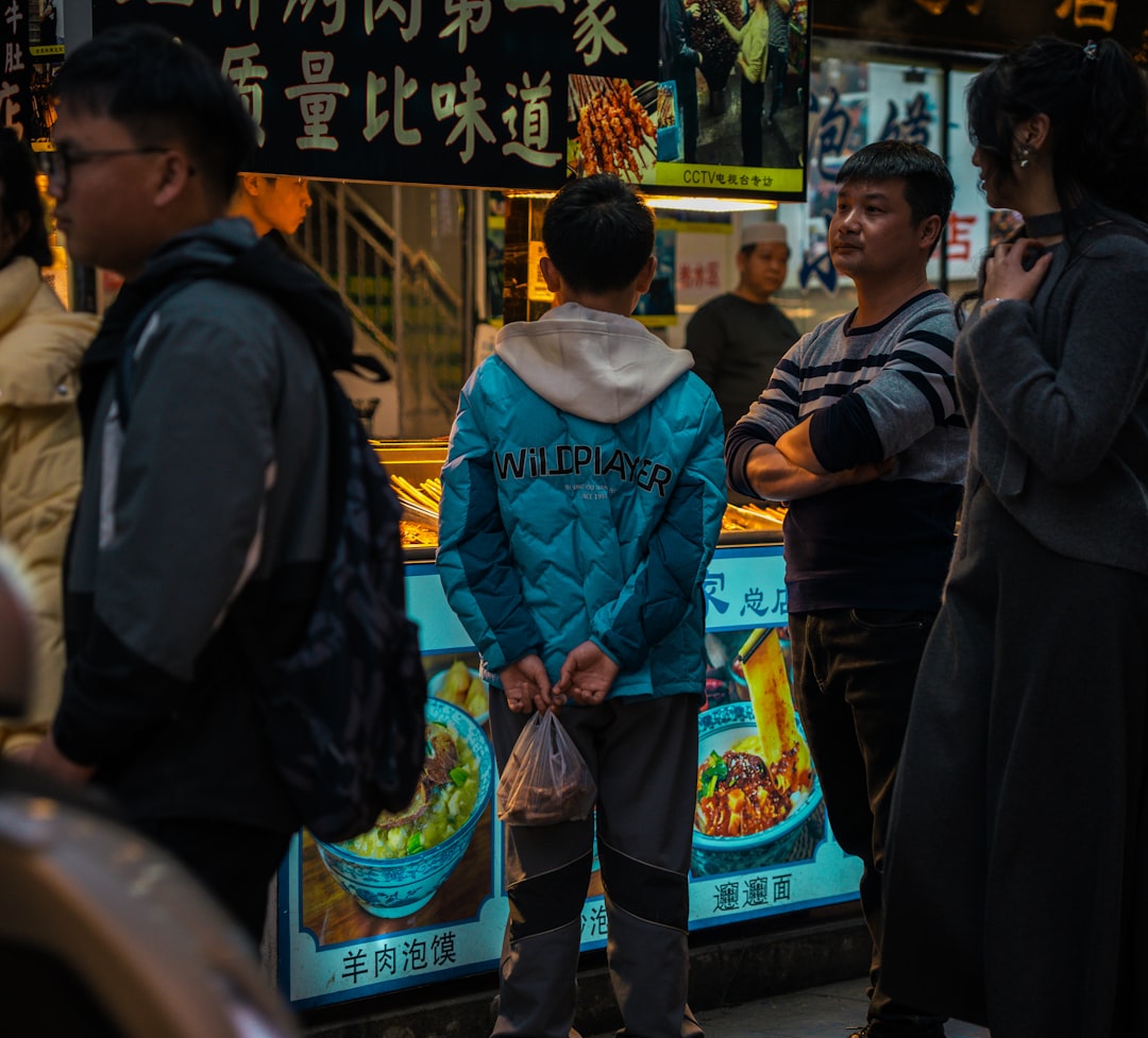 Street food market in China showing human interaction and communication