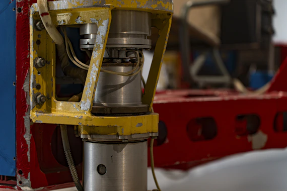Close-up view of custom-engineered industrial mechanical device components