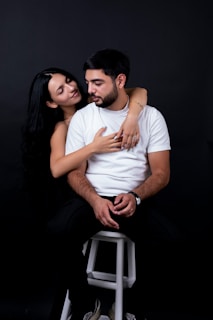 A couple shares an intimate moment together.