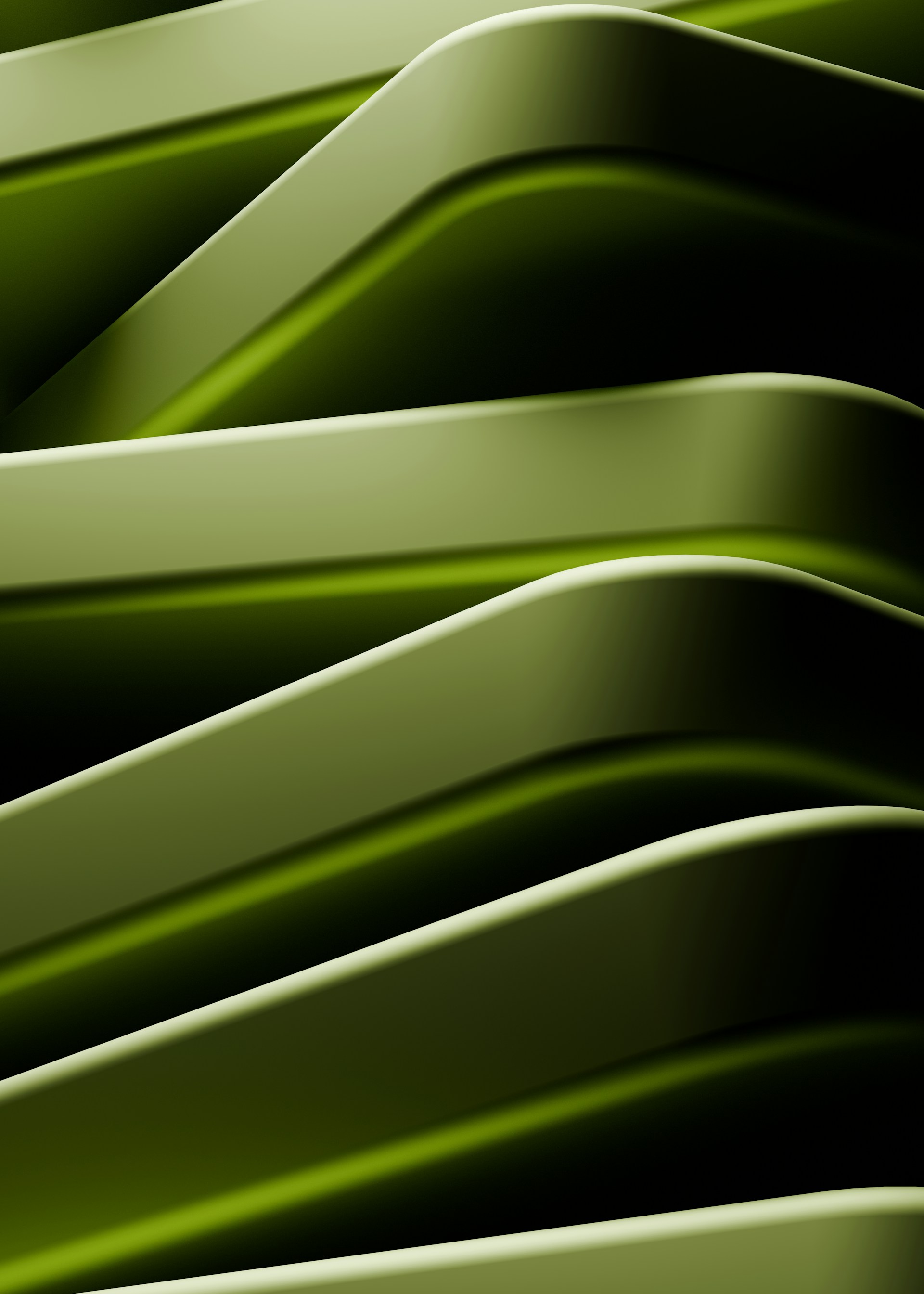 Green, undulating lines create an abstract pattern.