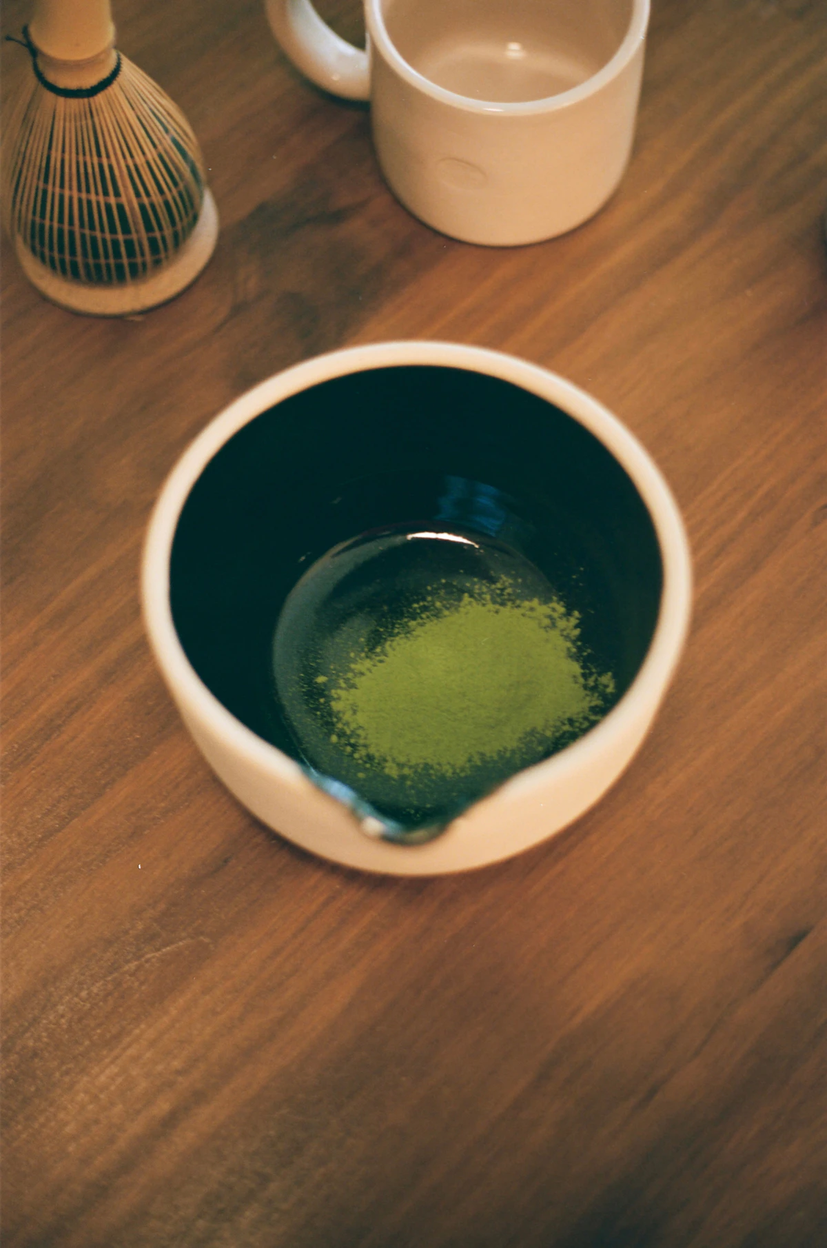 Matcha powder in a ceramic bowl