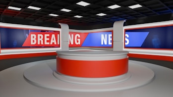 Breaking news studio set ready to broadcast.