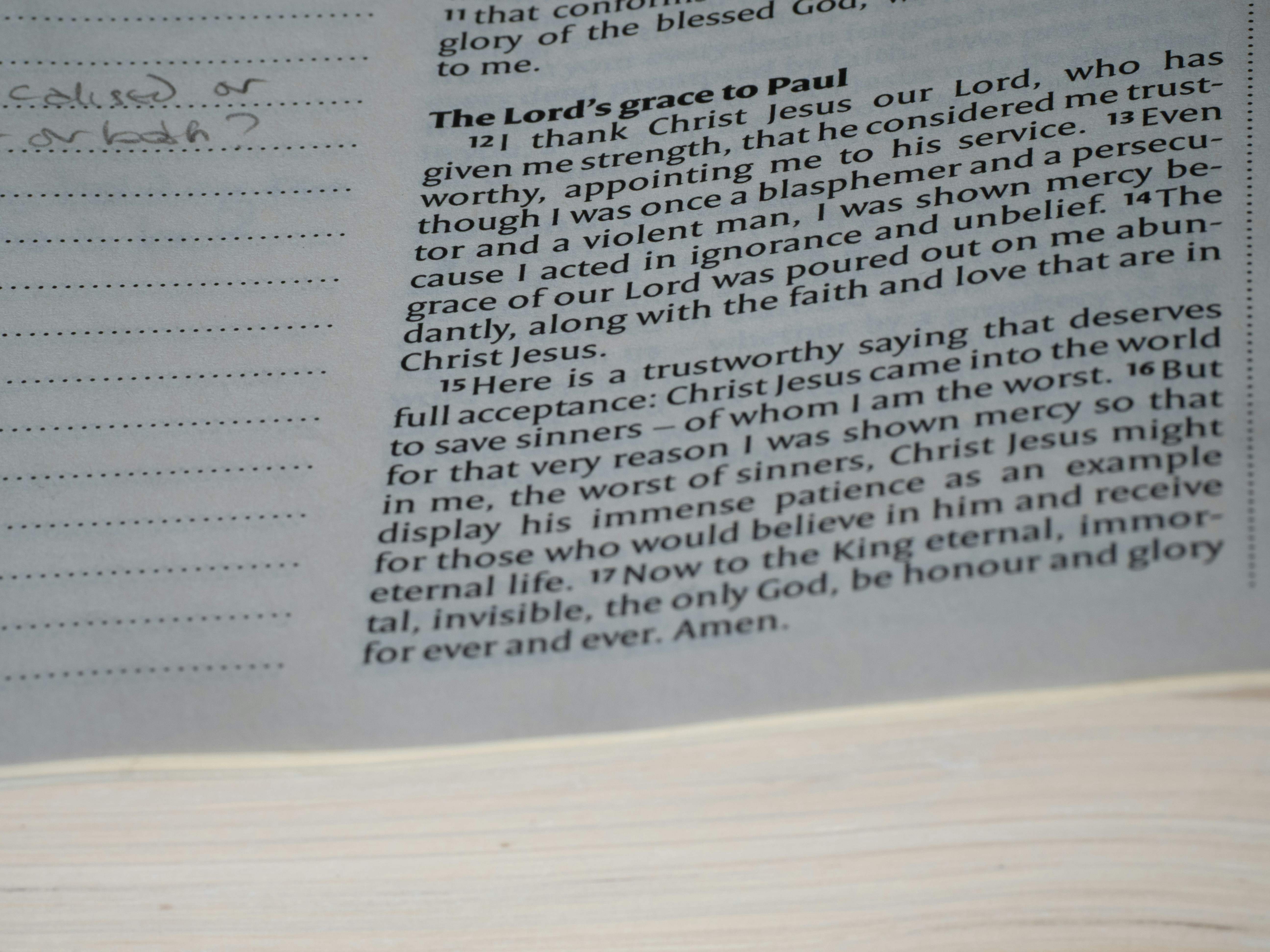 The text describes paul's grace and how christ saved him.