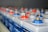 Rows of batteries with red and blue terminals.