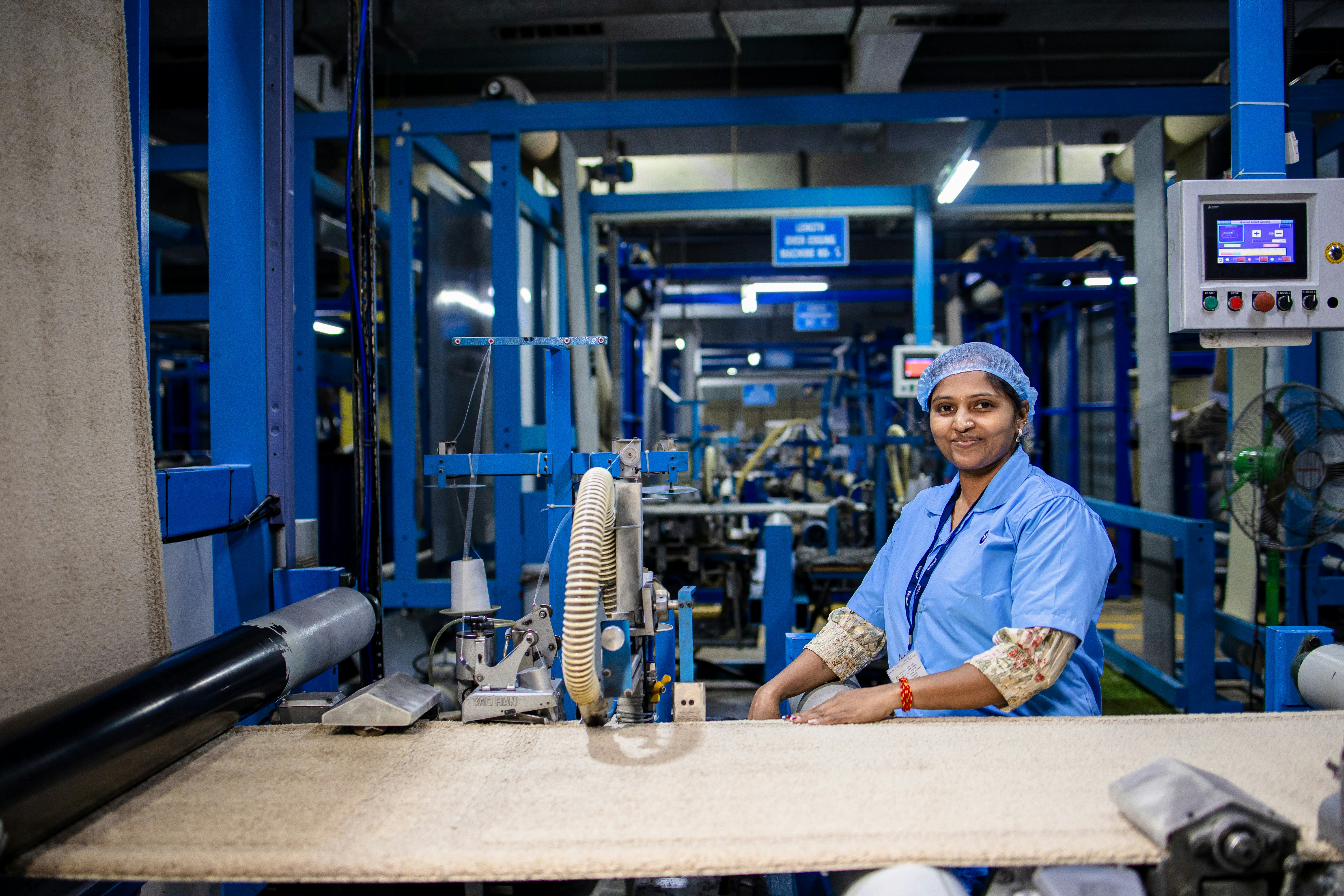 Woman working in textile factory