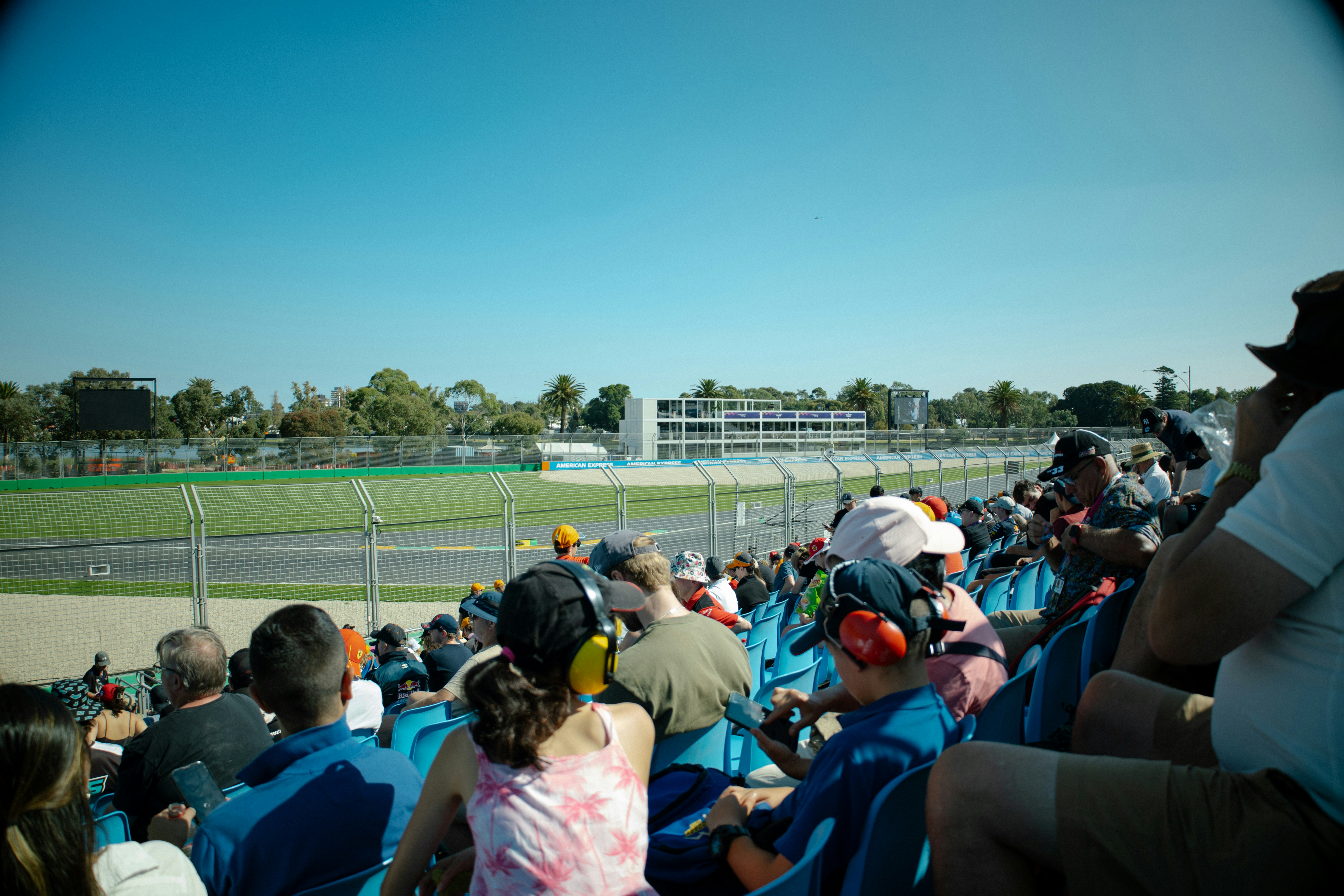 Spectators watch a race from the stands