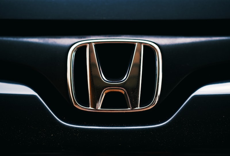Honda logo, stock market chart, Honda factory, Tokyo Stock Exchange, Honda vehicles