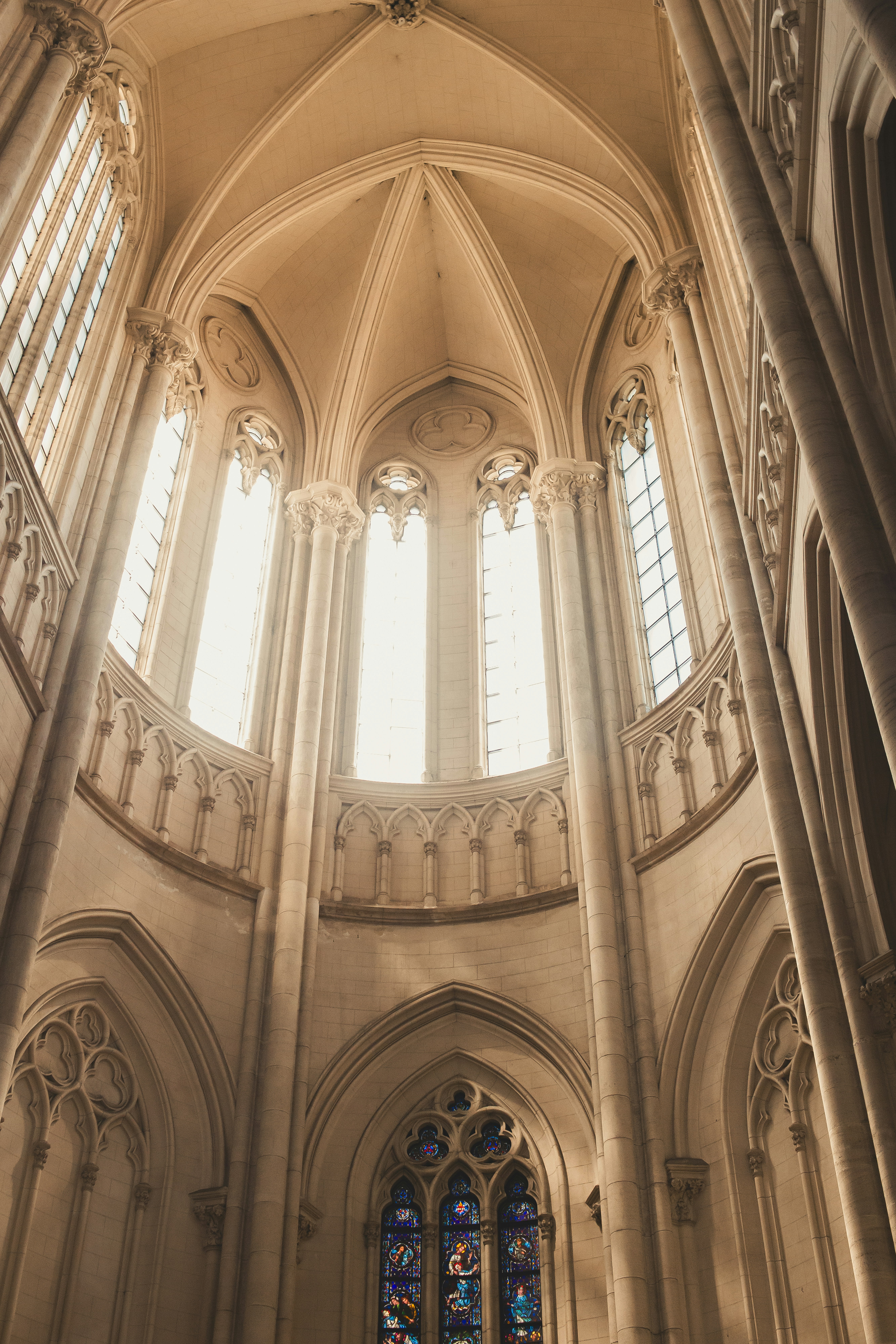 Inside a grand cathedral with ornate architecture.