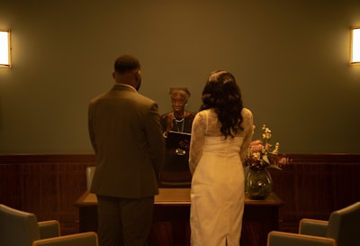 A couple gets married.