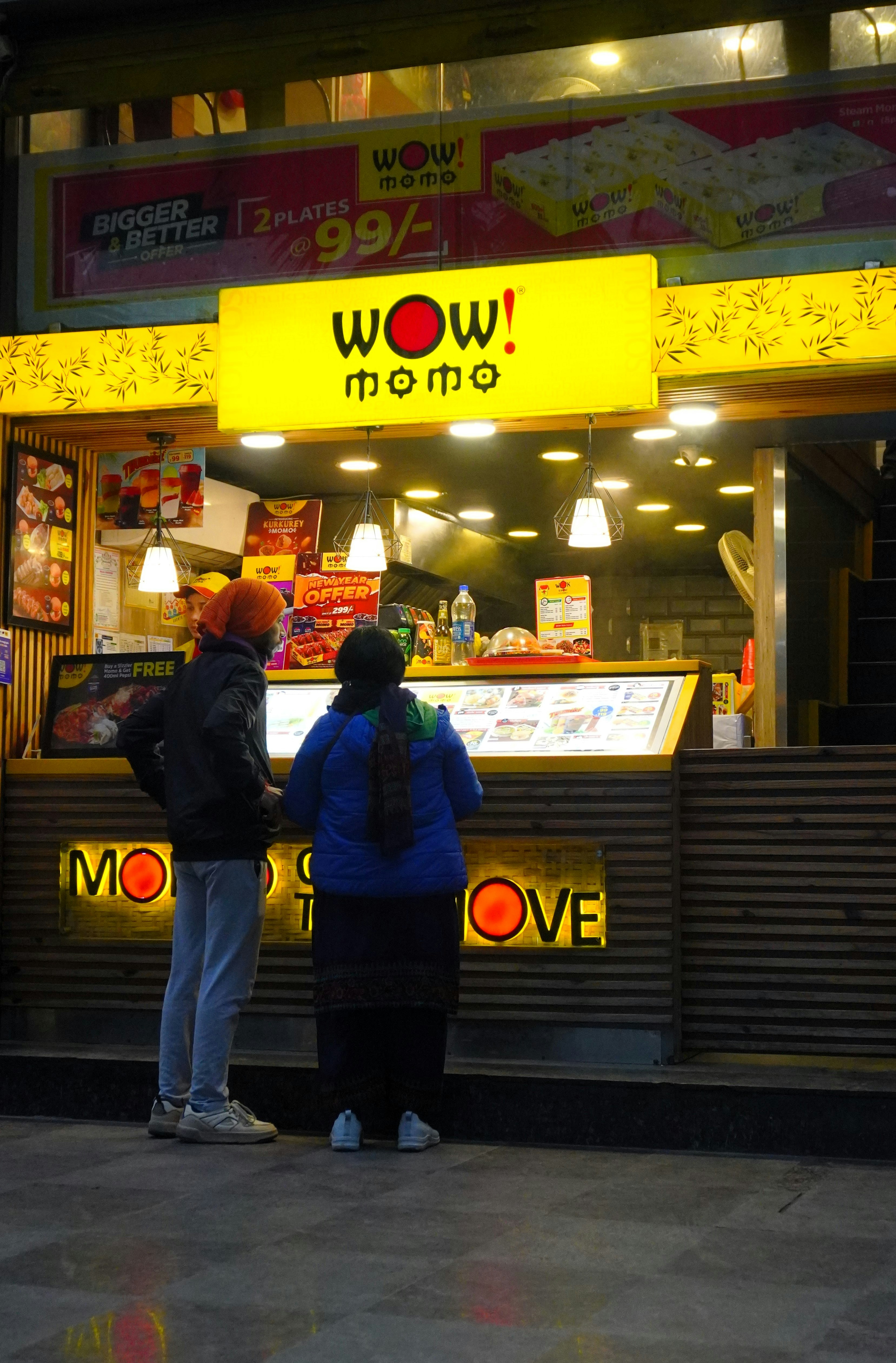 People order food from a \