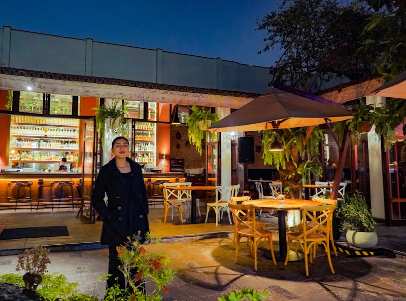 Beautiful woman at exclusive fine dining restaurant