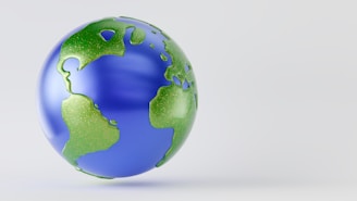 A stylized globe, showing continents and oceans.