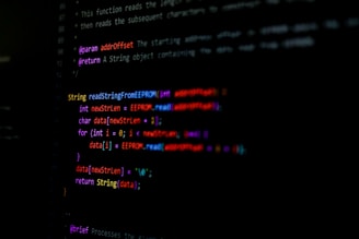 Code is displayed on a black screen.