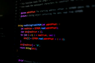 Code is displayed on a black screen.