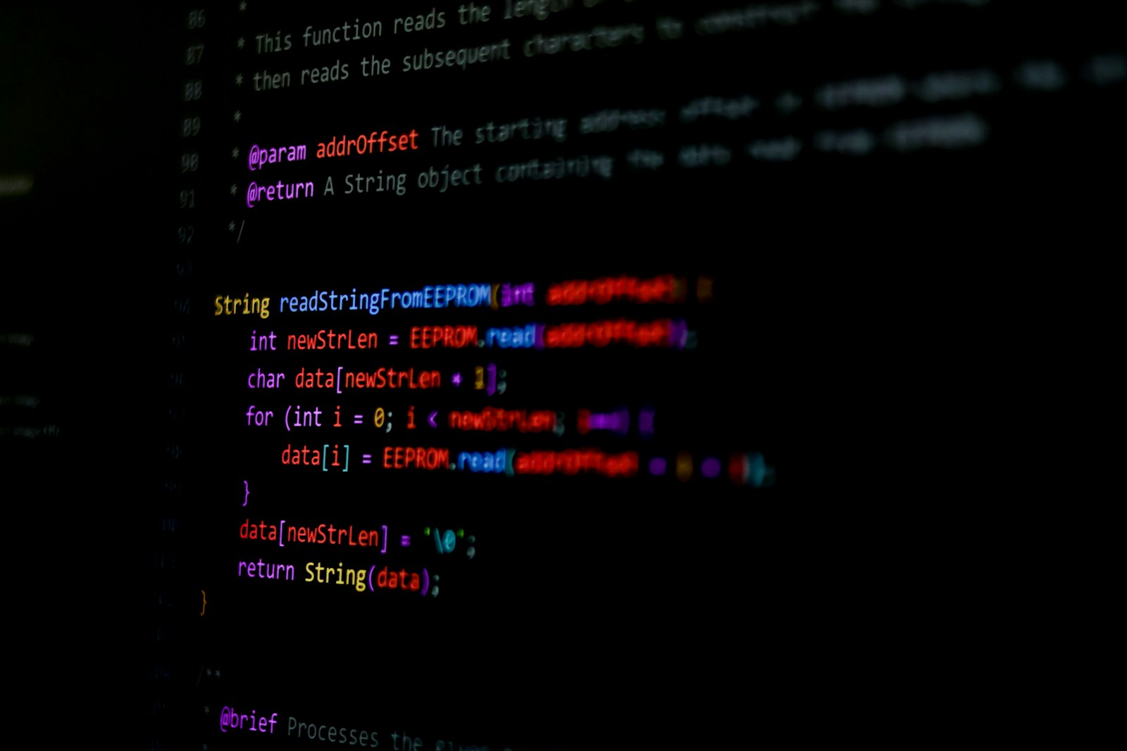 Lines of code displayed on a black computer screen