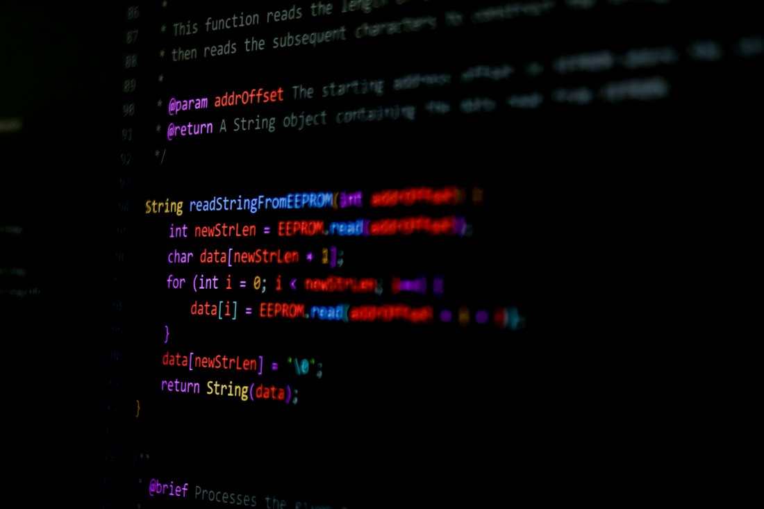Code displayed on a dark computer screen
