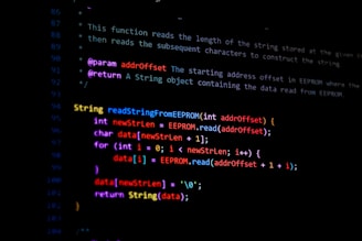 Code written on a screen, likely programming related.