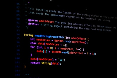 Code written on a screen, likely programming related.