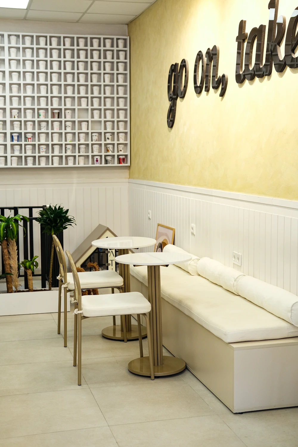 Minimalist cafe seating area