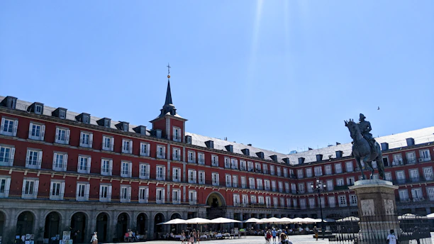 Plaza mayor in madrid on a sunny day.