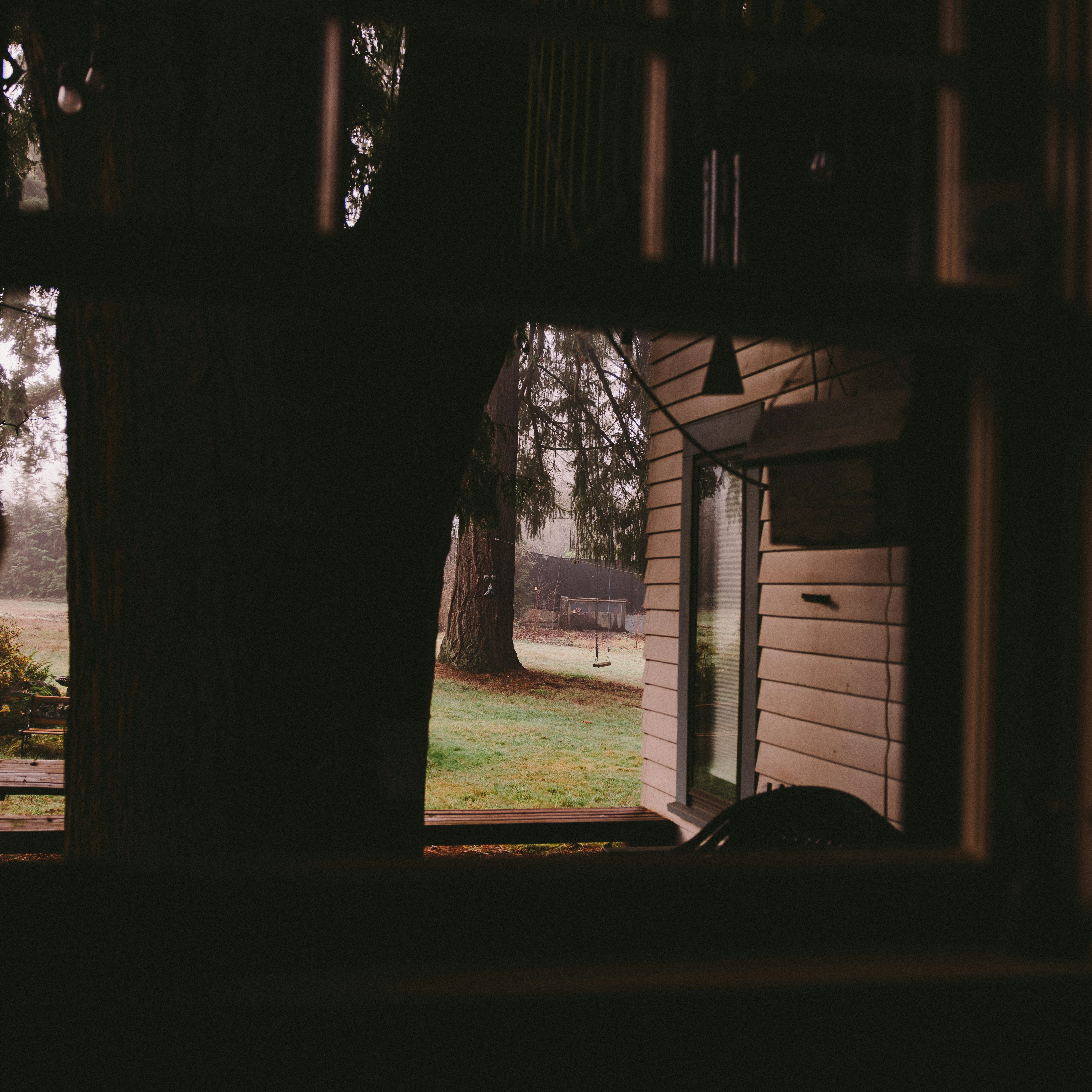 View through the window of a house.