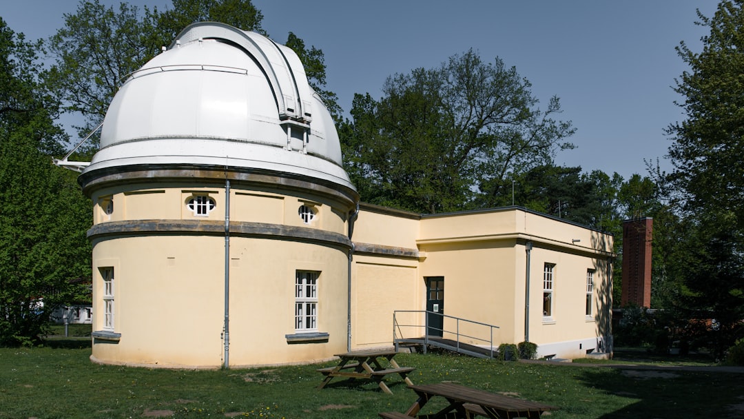 An observatory building with a dome.,