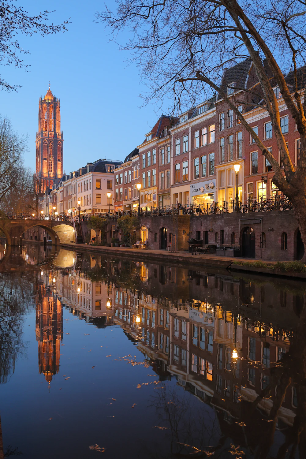 Oudegracht canal and Dom Tower, Utrecht