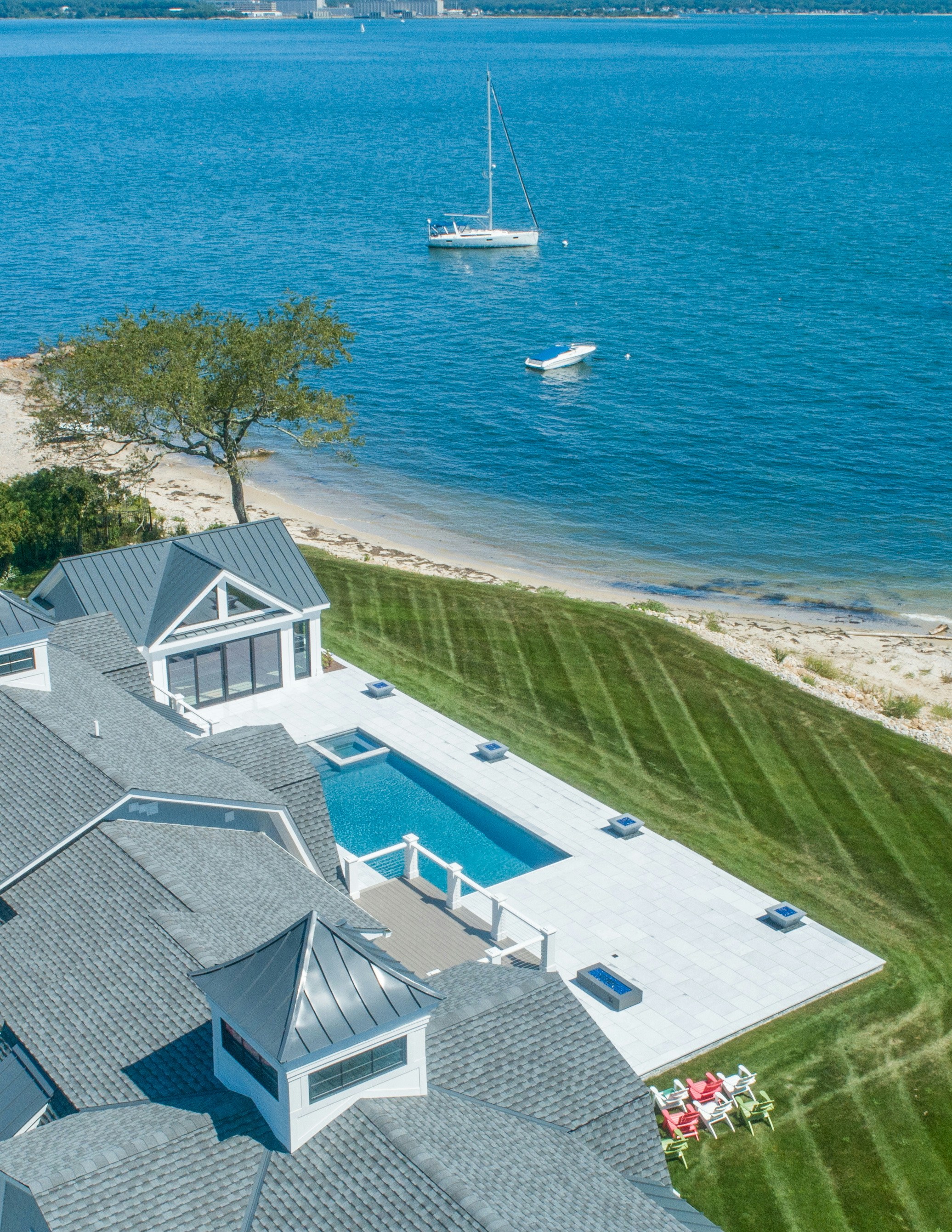 Luxury house with a pool by the ocean.