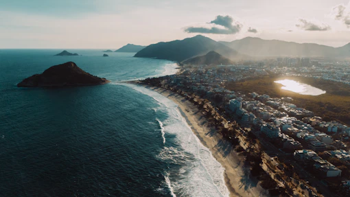 Beautiful ocean beach and coastal city.