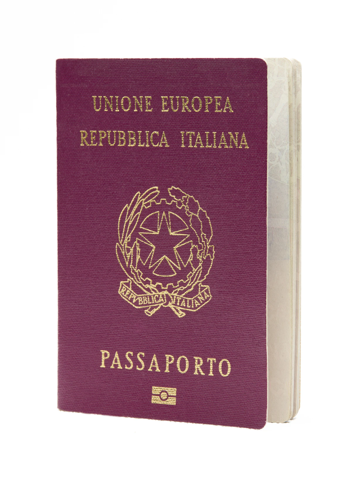 A passport held at a border control desk