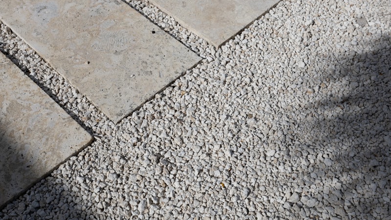 Stone pavers with gravel in a garden path