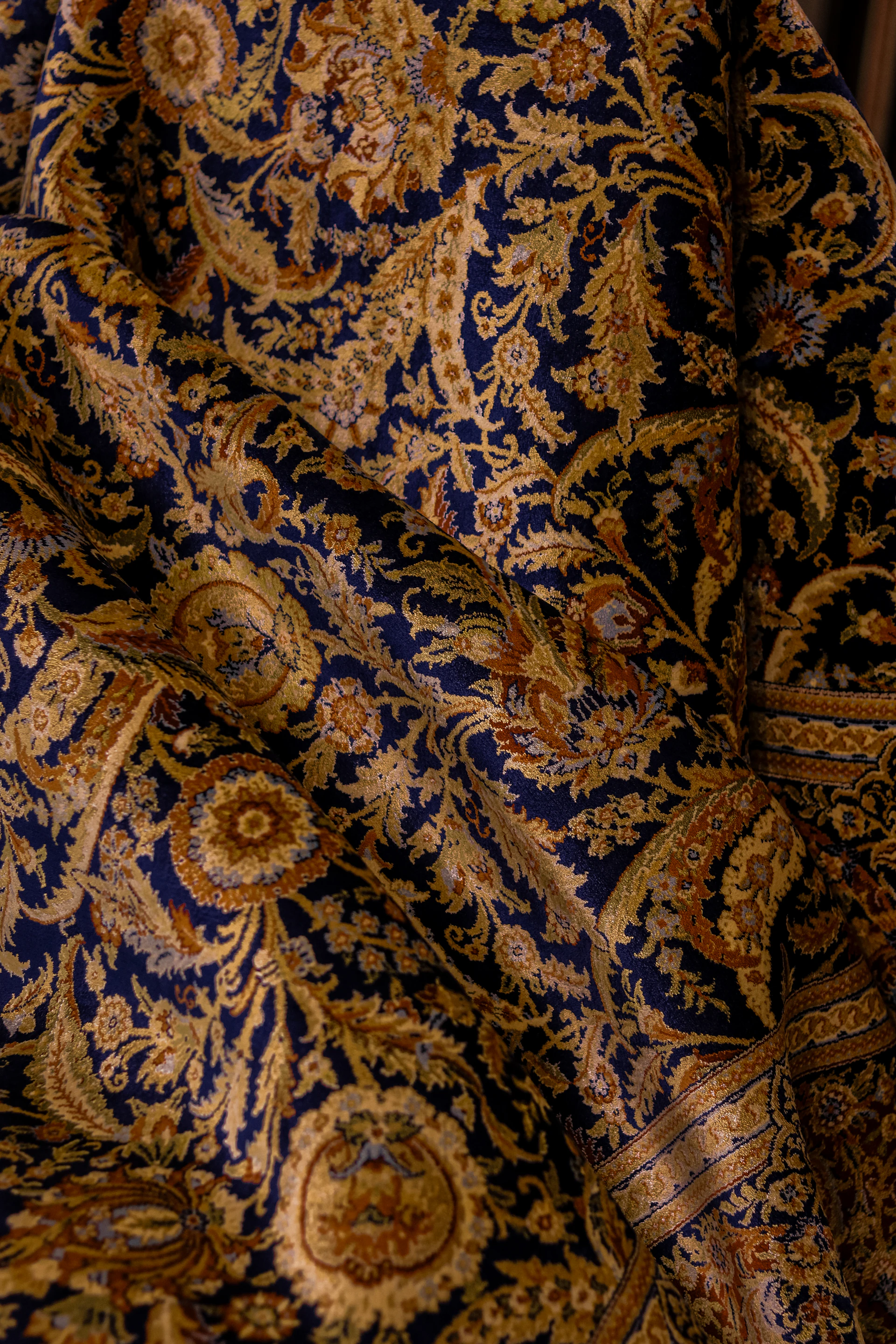 Gold paisley silk batik