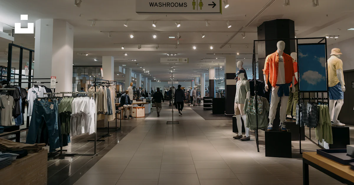 Inside of a department store with clothes on display. photo – Free ...